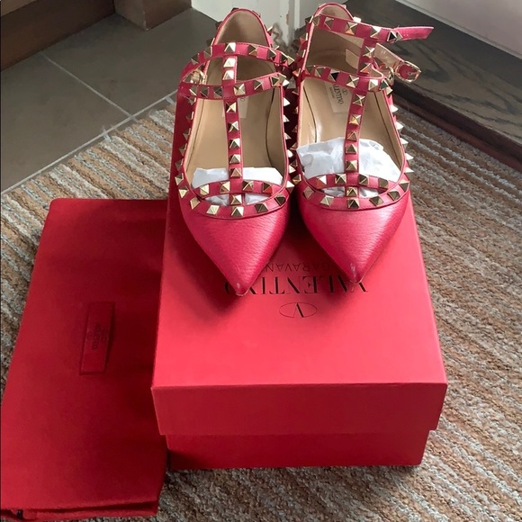 Valentino Shoes - 👏SOLD👏Red Valentino Rockstud Ballerina Flat